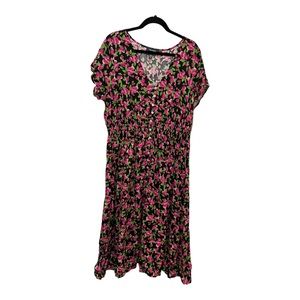 ModCloth Black Raspberry Jam Packed Prairie Midi Dress Women's 2X Plus